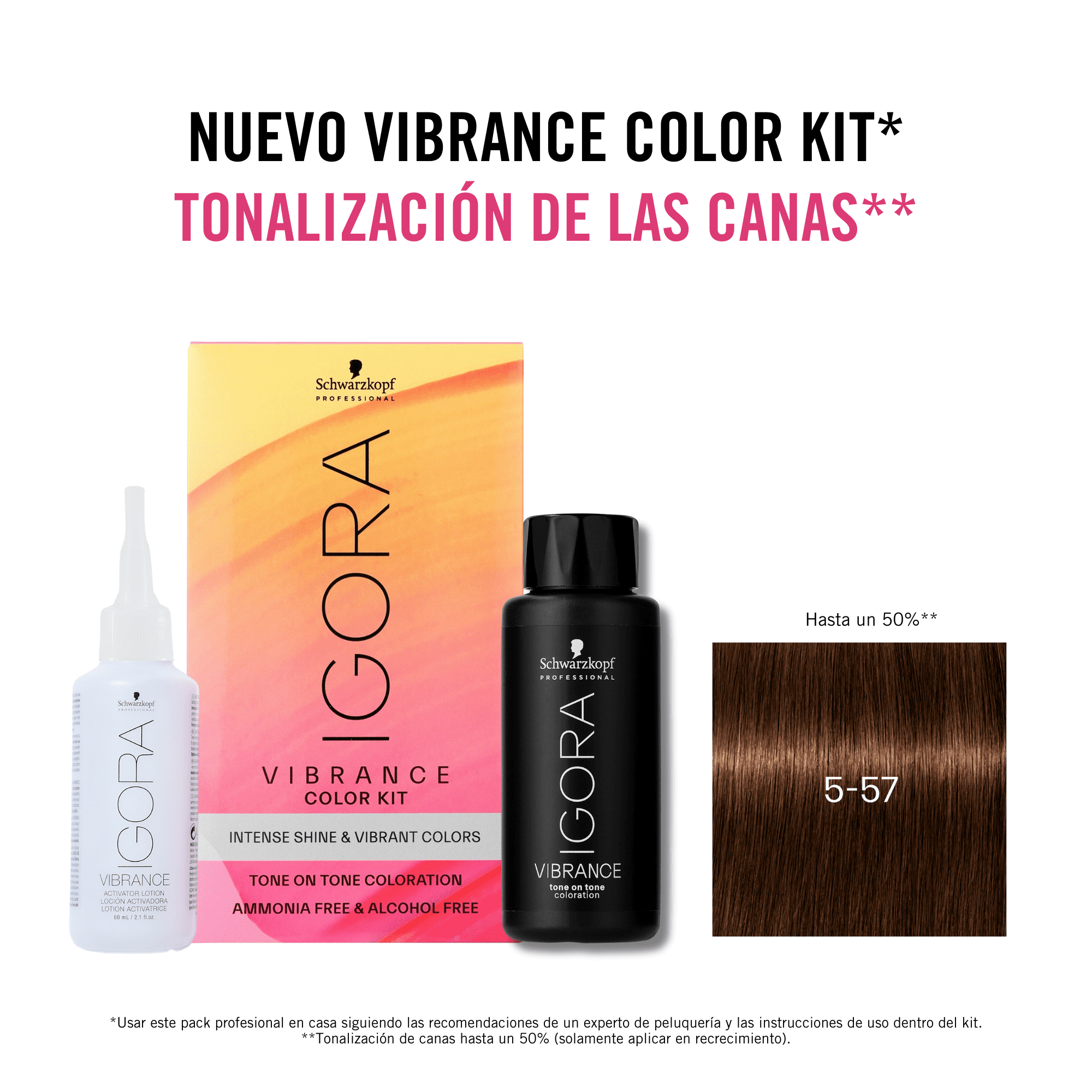 Kit Tinte Igora Vibrance 5 57 Castaño Claro Dorado Cobrizo 60 Ml