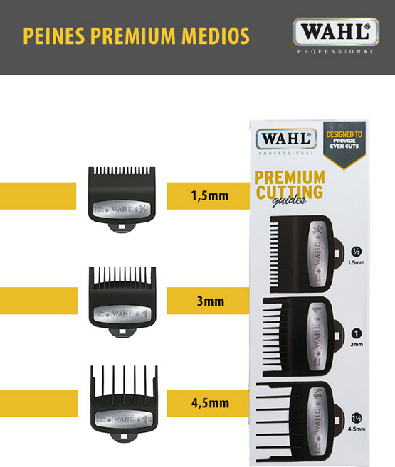 Pack Peines Premium 1,5 Mm 3 Mm 4,5 Mm 03354 5001 Wahl 10,22 €