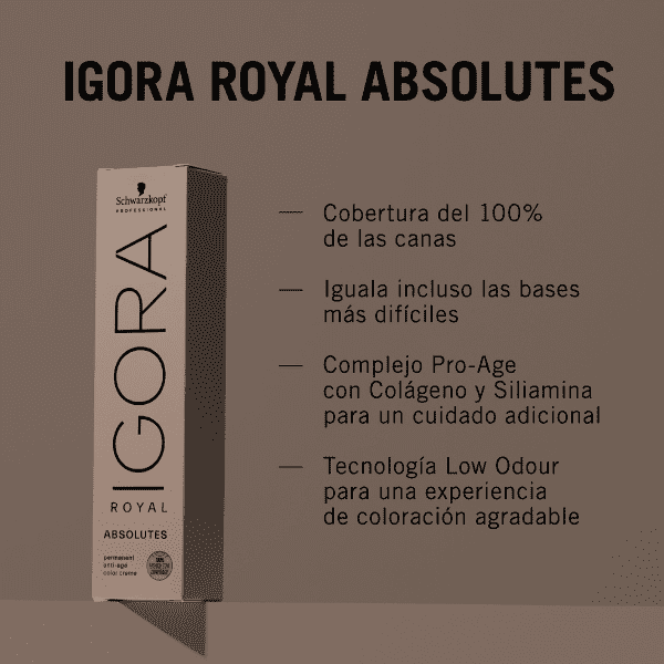 Schwarzkopf - Tinte Igora Royal Absolutes 7/140 Rubio Medio Ceniza Beige Natural 60 ml 