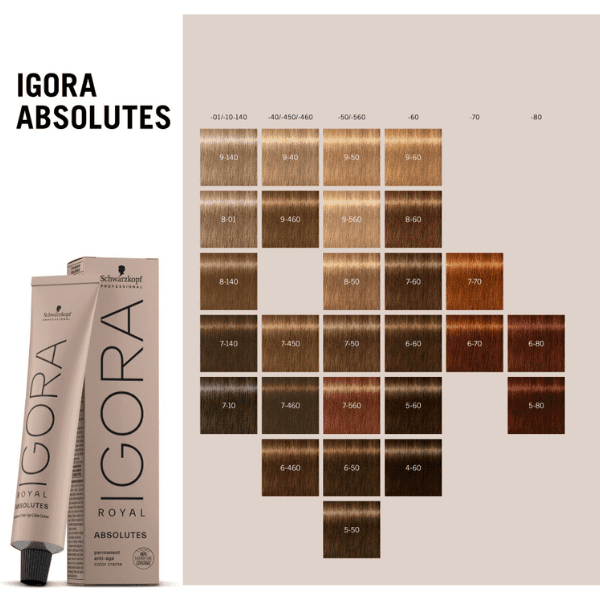 Schwarzkopf - Tinte Igora Royal Absolutes 7/140 Rubio Medio Ceniza Beige Natural 60 ml 