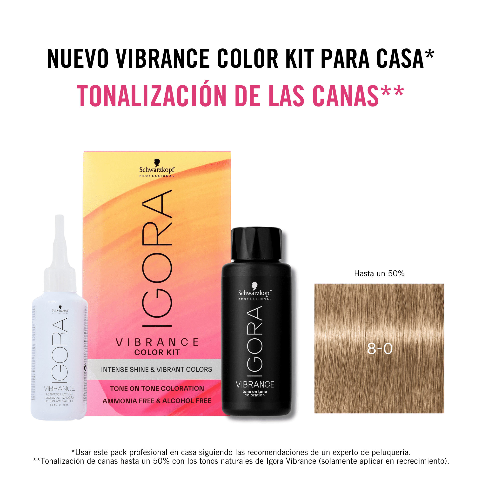 Schwarzkopf - Kit Tinte Igora Vibrance 8-0 Rubio Claro Natural 60 ml (demipermanente)(incluye tinte + emulsión en botella aplicadora + guantes)