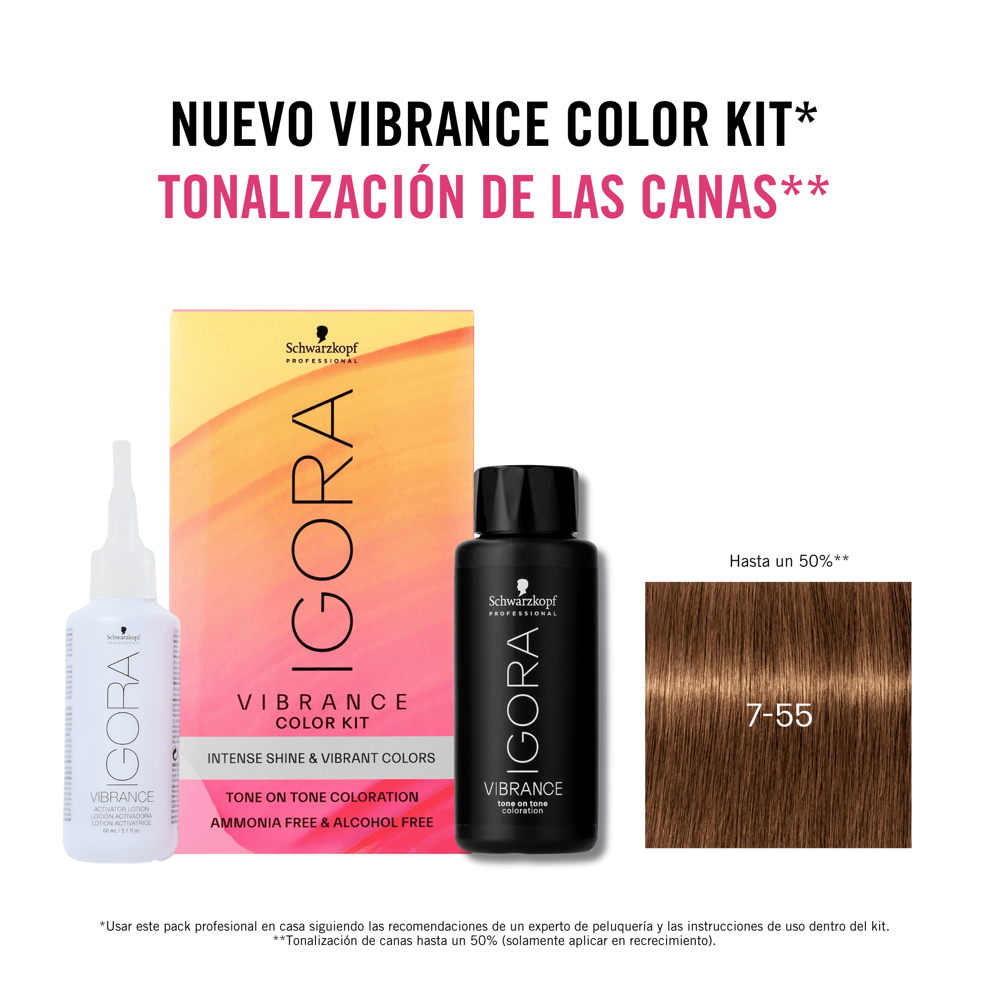 Schwarzkopf - Kit Tinte Igora Vibrance 7-55 Rubio Medio Dorado Intenso 60 ml (demipermanente)(incluye tinte + emulsión en botella aplicadora + guantes)