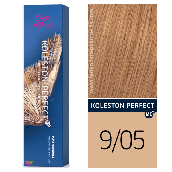 Wella - Tinte Koleston Perfect Pure Naturals 9/05 Rubio Muy Claro Natural Caoba de 60 ml