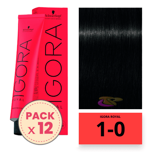 Schwarzkopf - Pack 12 Tintes Igora Royal 1/0 Negro 60 ml