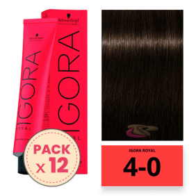 Schwarzkopf - Pack 12 Tintes Igora Royal 4/0 Castaño Medio 60 ml