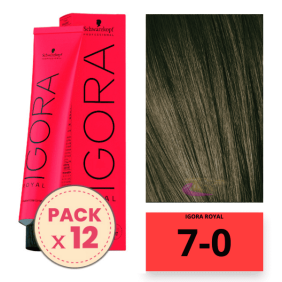 Schwarzkopf - Pack 12 Tintes Igora Royal 7/0 Rubio Medio 60 ml