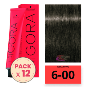 Schwarzkopf - Pack 12 Tintes Igora Royal 6/00 Rubio Oscuro Extra 60 ml