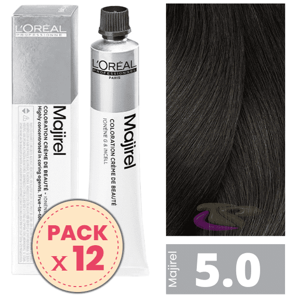 L`Oréal - Pack 12 Tintes MAJIREL 5.0 Castaño Claro Profundo 50 ml