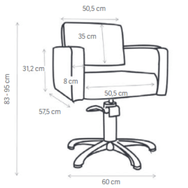 Eurostil - Silla de peluquería KVADRAT con Pie Estrella (bomba hidráulica) (07196)