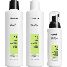 Nioxin - Kit SISTEMA 2 Cabello NATURAL Avanzada Pérdida de Densidad (Champú 150 ml + Acondicionador 150 ml + Tratamien...