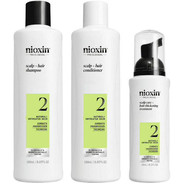 Nioxin - Kit SISTEMA 2 Cabello NATURAL Avanzada Pérdida de Densidad (Champú 150 ml + Acondicionador 150 ml + Tratamiento 40 ml)