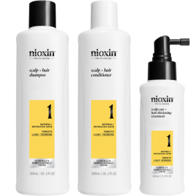 Nioxin - Kit SISTEMA 1 Cabello NATURAL Ligera Pérdida de Densidad (Champú 300 ml + Acondicionador 300 ml + Tratamiento...