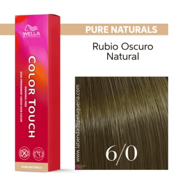 Wella - Baño COLOR TOUCH Pure Naturals 6/0 Rubio Oscuro (sin amoníaco y vegano) 60 ml