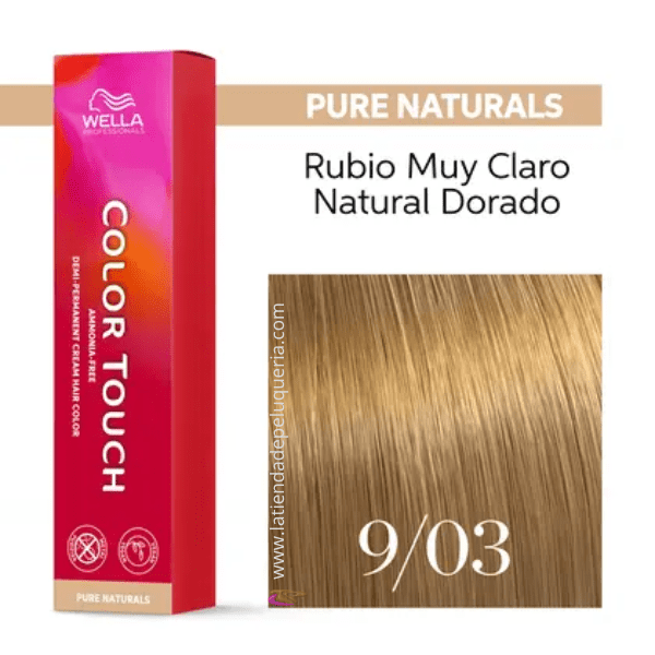 Wella - Baño COLOR TOUCH Pure Naturals 9/03 Rubio Muy Claro Natural Dorado (sin amoníaco y vegano) 60 ml