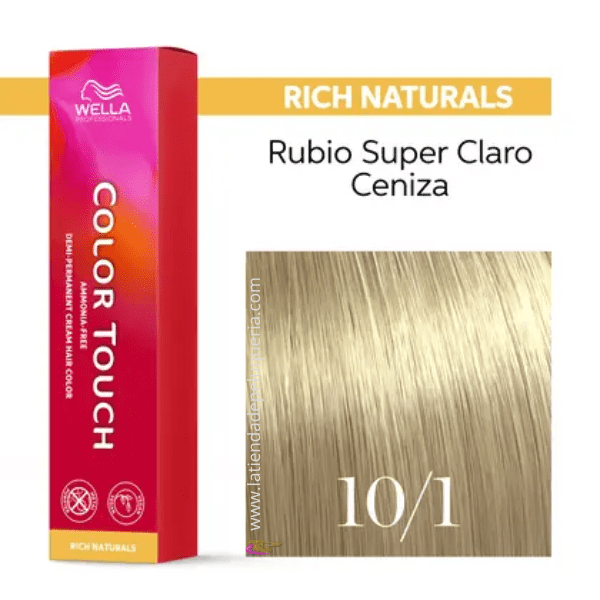 Wella - Baño COLOR TOUCH Rich Naturals 10/1 Rubio Súper Claro Ceniza (sin amoníaco y vegano) 60 ml