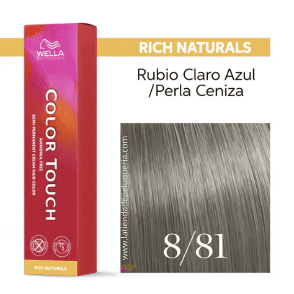 Wella - Baño COLOR TOUCH Rich Naturals 8/81 Rubio Claro Perla Ceniza (sin amoníaco y vegano) 60 ml