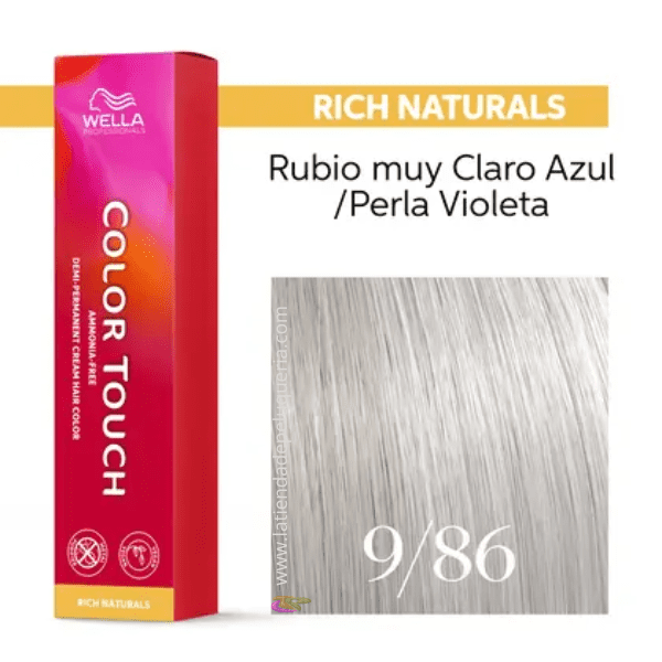 Wella - Baño COLOR TOUCH Rich Naturals 9/86 Rubio Muy Claro Perla Violeta (sin amoníaco y vegano) 60 ml