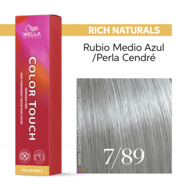 Wella - Baño COLOR TOUCH Rich Naturals 7/89 Rubio Medio Perla Cendré (sin amoníaco y vegano) 60 ml