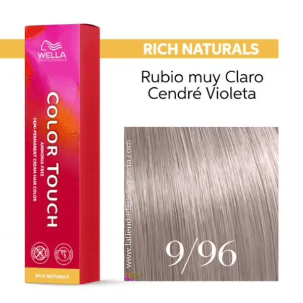 Wella - Baño COLOR TOUCH Rich Naturals 9/96 Rubio Muy Claro Cendré Violeta (sin amoníaco y vegano) 60 ml