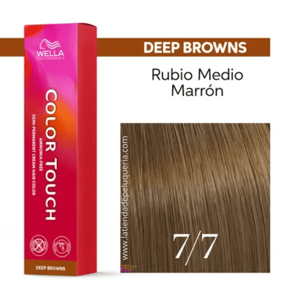 Wella - Baño COLOR TOUCH Deep Browns 7/7 Rubio Medio Marrón (sin amoníaco y vegano) 60 ml