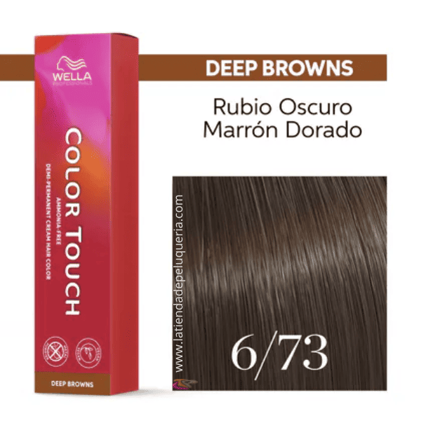 Wella - Baño COLOR TOUCH Deep Browns 6/73 Rubio Oscuro Marrón Dorado (sin amoníaco y vegano) 60 ml