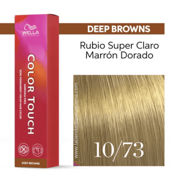 Wella - Baño COLOR TOUCH Deep Browns 10/73 Rubio Súper Claro Marrón Dorado (sin amoníaco y vegano) 60 ml