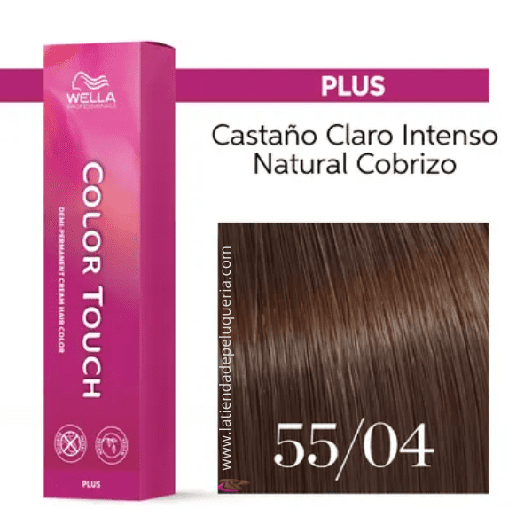 Wella - Baño COLOR TOUCH PLUS 55/04 Castaño Claro Intenso Natural Cobrizo (vegano) 60 ml